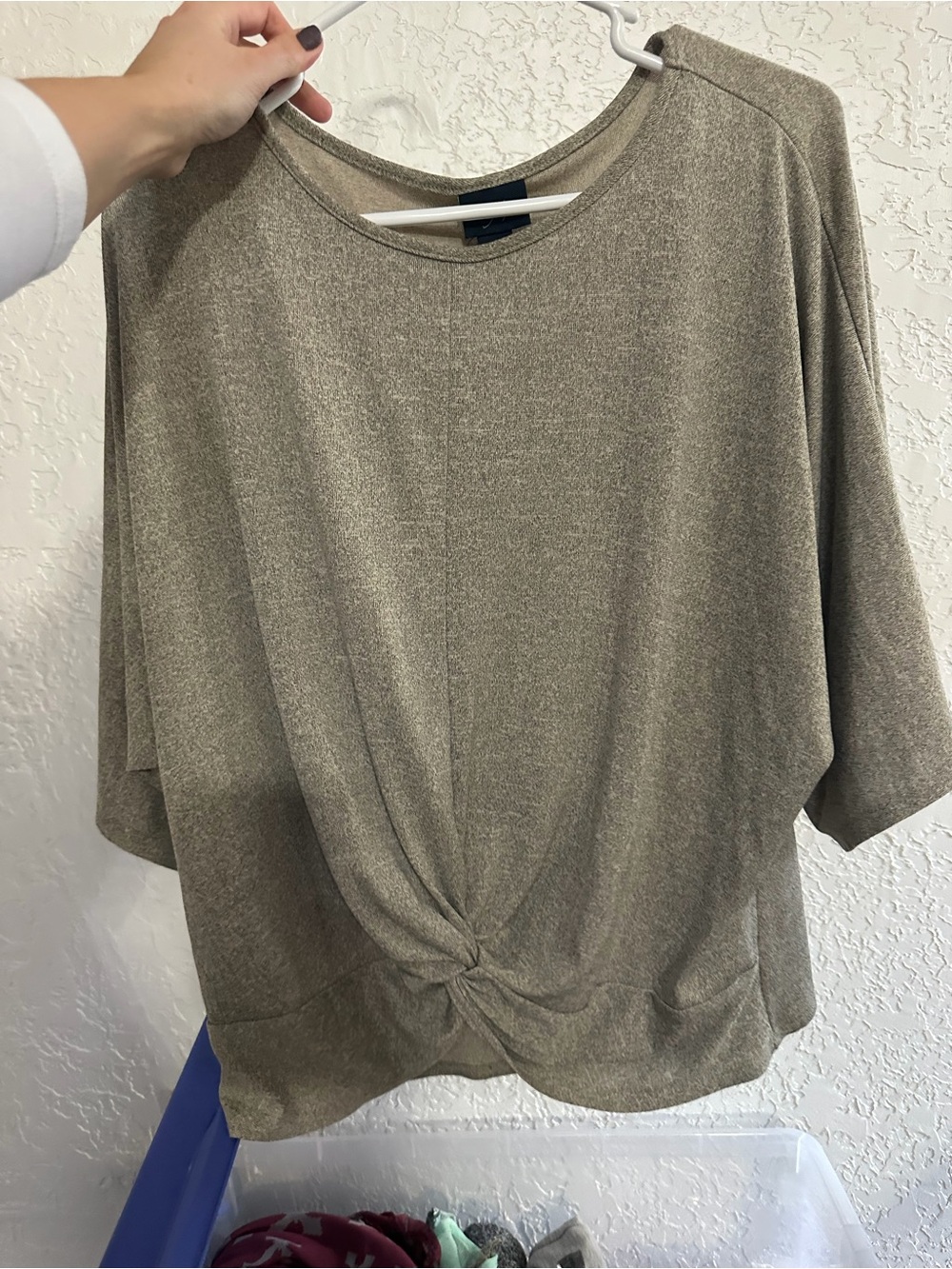 Daytrip Taupe Knot-Front Relaxed Blouse